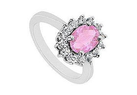 Pink Topaz and Diamond Ring : 14K White Gold - 1.36 CT TGW - Ring Size 9.0pink 