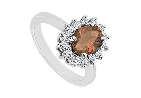 Smoky Topaz and Diamond Ring : 14K White Gold - 1.36 CT TGW - Ring Size 9.0smoky 