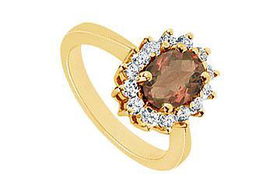 Smoky Topaz and Diamond Ring : 14K Yellow Gold - 1.36 CT TGW - Ring Size 9.5smoky 