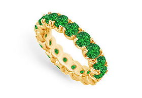 Emerald Eternity Band : 14K Yellow Gold - 4.00 CT TGW - Ring Size 9.0emerald 