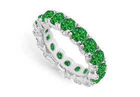 Emerald Eternity Band : 14K White Gold - 5.00 CT TGW - Ring Size 9.5emerald 