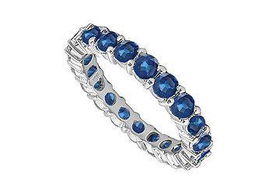 Blue Sapphire Eternity Band : 14K White Gold  1.00 CT TGW - Ring Size 9.5blue 