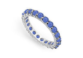 Blue Sapphire Eternity Band : 14K White Gold  2.00 CT TGW - Ring Size 9.5blue 