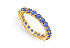 Blue Sapphire Eternity Band : 14K Yellow Gold  2.00 CT TGW - Ring Size 9.0blue 