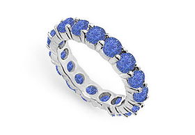 Blue Sapphire Eternity Band : 14K White Gold  4.00 CT TGW - Ring Size 9.0blue 