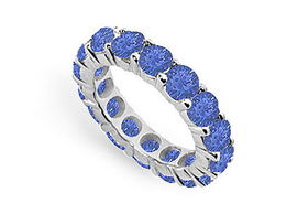 Blue Sapphire Eternity Band : 14K White Gold  5.00 CT TGW - Ring Size 9.0blue 