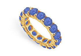 Blue Sapphire Eternity Band : 14K Yellow Gold  5.00 CT TGW - Ring Size 9.0blue 