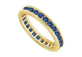 Blue Sapphire Eternity Band : 14K Yellow Gold - 1.00 CT TGWblue 