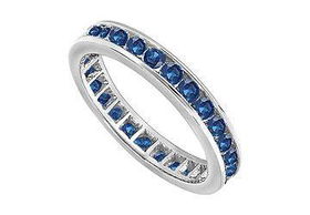 Blue Sapphire Eternity Band : 14K White Gold  2.00 CT TGW - Ring Size 9.5blue 