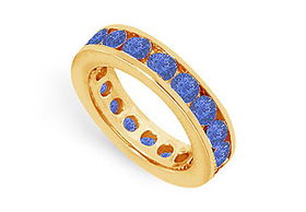 Blue Sapphire Eternity Band : 14K Yellow Gold  3.00 CT TGW - Ring Size 9.0blue 