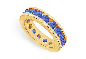 Blue Sapphire Eternity Band : 14K Yellow Gold  4.00 CT TGW - Ring Size 9.0blue 