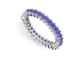 Blue Sapphire Eternity Band : 14K White Gold  2.00 CT TGW - Ring Size 9.5blue 