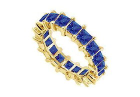 Blue Sapphire Eternity Band : 14K Yellow Gold  2.00 CT TGW - Ring Size 9.5blue 