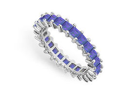 Blue Sapphire Eternity Band : 14K White Gold  3.00 CT TGW - Ring Size 9.5blue 