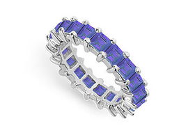 Blue Sapphire Eternity Band : 14K White Gold  4.00 CT TGW - Ring Size 9.5blue 