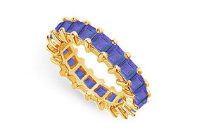 Blue Sapphire Eternity Band : 14K Yellow Gold  4.00 CT TGW - Ring Size 9.0blue 