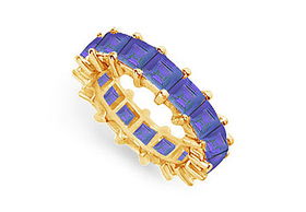 Blue Sapphire Eternity Band : 14K Yellow Gold  5.00 CT TGW - Ring Size 9.0blue 