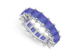 Blue Sapphire Eternity Band : 14K White Gold  5.00 CT TGW - Ring Size 9.0blue 