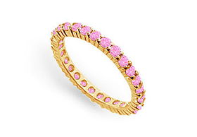 Pink Sapphire Eternity Band : 14K Yellow Gold  1.00 CT TGW - Ring Size 9.5pink 