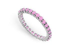 Pink Sapphire Eternity Band : 14K White Gold  1.00 CT TGW - Ring Size 9.5pink 