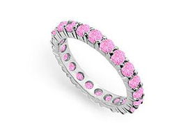 Pink Sapphire Eternity Band : 14K White Gold  2.00 CT TGW - Ring Size 9.5pink 