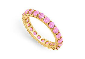 Pink Sapphire Eternity Band : 14K Yellow Gold  2.00 CT TGW - Ring Size 9.5pink 