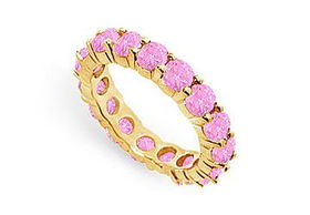 Pink Sapphire Eternity Band : 14K Yellow Gold  3.00 CT TGW - Ring Size 9.5pink 