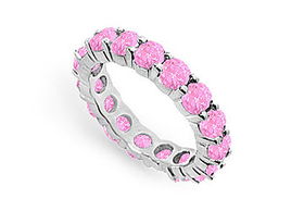 Pink Sapphire Eternity Band : 14K White Gold  3.00 CT TGW - Ring Size 9.5pink 