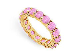 Pink Sapphire Eternity Band : 14K Yellow Gold  4.00 CT TGW - Ring Size 9.5pink 