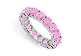 Pink Sapphire Eternity Band : 14K White Gold  5.00 CT TGW - Ring Size 9.5pink 