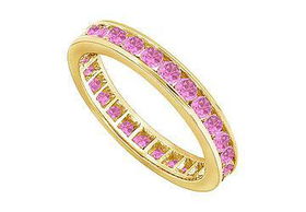 Pink Sapphire Eternity Band : 14K Yellow Gold - 1.00 CT TGWpink 