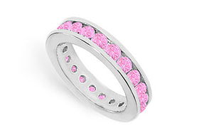 Pink Sapphire Eternity Band : 14K White Gold  2.00 CT TGW - Ring Size 9.5pink 