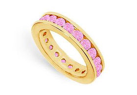 Pink Sapphire Eternity Band : 14K Yellow Gold  2.00 CT TGW - Ring Size 9.0pink 