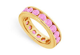 Pink Sapphire Eternity Band : 14K Yellow Gold  3.00 CT TGW - Ring Size 9.0pink 