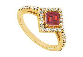 Ruby and Diamond Engagement Ring : 14K Yellow Gold - 1.00 CT TGW - Ring Size 9.5ruby 