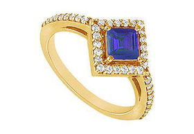 Sapphire and Diamond Engagement Ring : 14K Yellow Gold - 1.00 CT TGW - Ring Size 9.5sapphire 