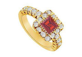 Ruby and Diamond Engagement Ring : 14K Yellow Gold - 1.25 CT TGW - Ring Size 9.5ruby 