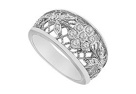 Diamond Flower Ring : 14K White Gold - 0.50 CT Diamonds - Ring Size 9.5diamond 