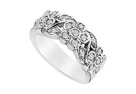 Diamond Flower Ring : 14K White Gold - 0.50 CT Diamonds - Ring Size 9.5diamond 