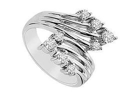 Diamond Crossover Ring : 14K White Gold - 0.10 CT Diamonds - Ring Size 9.0diamond 