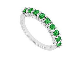 Emerald Wedding Band : 14K White Gold - 1.00 CT TGW - Ring Size 9.0emerald 