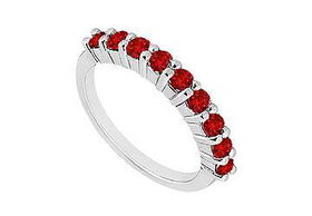 Ruby Wedding Band : 14K White Gold - 1.00 CT TGW - Ring Size 9.0ruby 