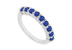 Sapphire Wedding Band : 14K White Gold - 1.00 CT TGW - Ring Size 9.0sapphire 