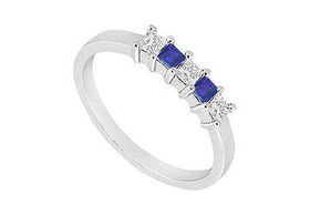 Sapphire and Diamond Wedding Band : 14K White Gold - 1.00 CT TGW - Ring Size 9.5sapphire 