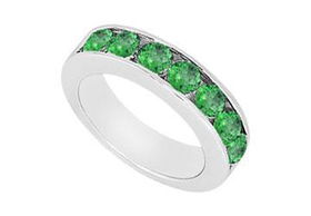 Emerald Wedding Band : 14K White Gold - 0.50 CT TGW - Ring Size 9.0emerald 