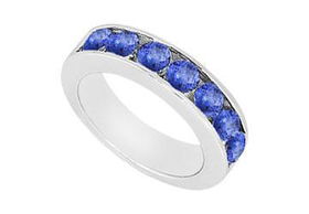 Sapphire Wedding Band : 14K White Gold - 0.50 CT TGW - Ring Size 9.0sapphire 