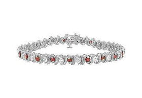 Diamond and Ruby Bracelet : 14K White Gold - 3.00 CT TGWdiamond 