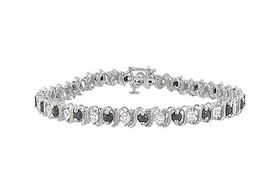 Blue Sapphire and Diamond Bracelet : 14K White Gold - 3.00 CT TGWblue 