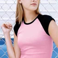 American Apparel baby ribbed with contrasting cap sleeve Color: WHI / PINK LGamerican 