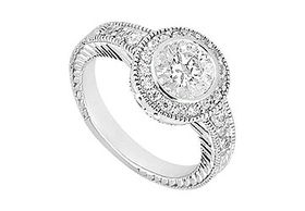 Diamond Engagement Ring : 14K White Gold - 0.75 CT Diamonds - Ring Size 9.5diamond 